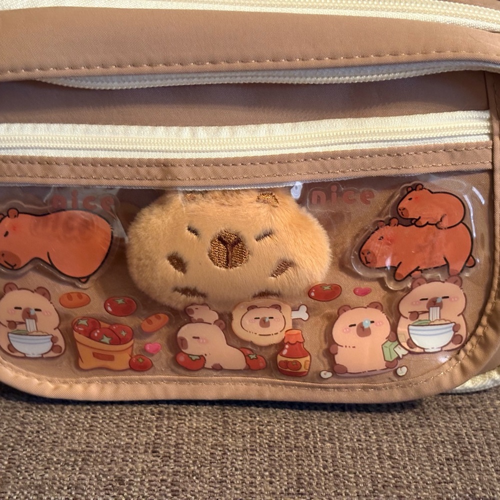Cute Capybara Pencil Case Multi-Pocket Zip Pouch